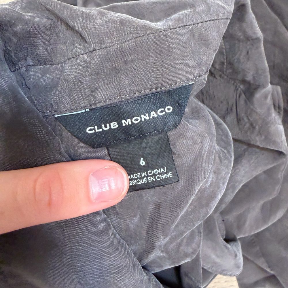 Club Monaco Satin 100% Cupro Trench Midi Dress Sz 6 - Picture 5 of 6
